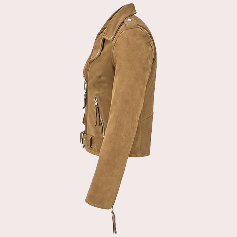 Women Suede Biker Jacket RUNWAY