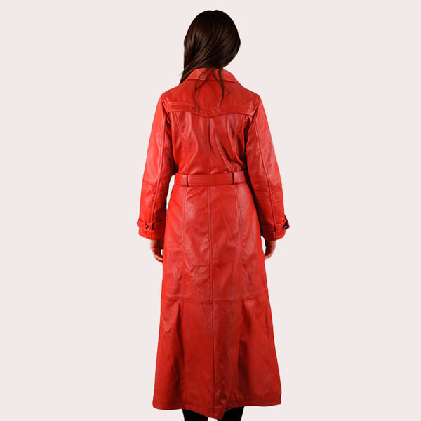 Women's Long Leather Trench Coat ANGIE