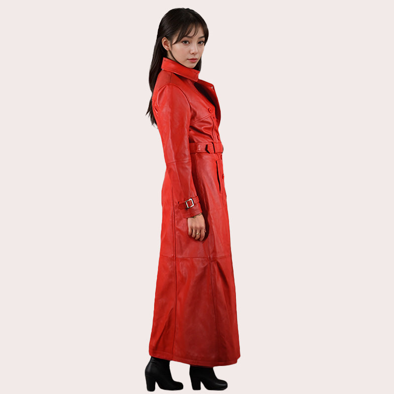 Women's Long Leather Trench Coat ANGIE