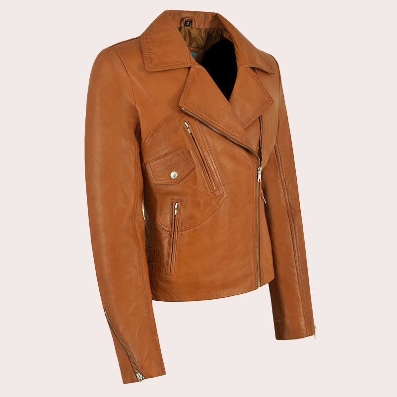 Fitted Biker Style Leather Jacket MONICA