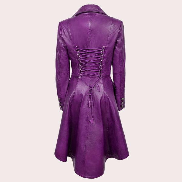 Women Dovetail Laced Back Leather Coat AERIS