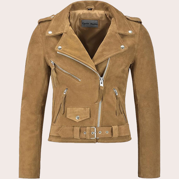 Women Suede Biker Jacket RUNWAY