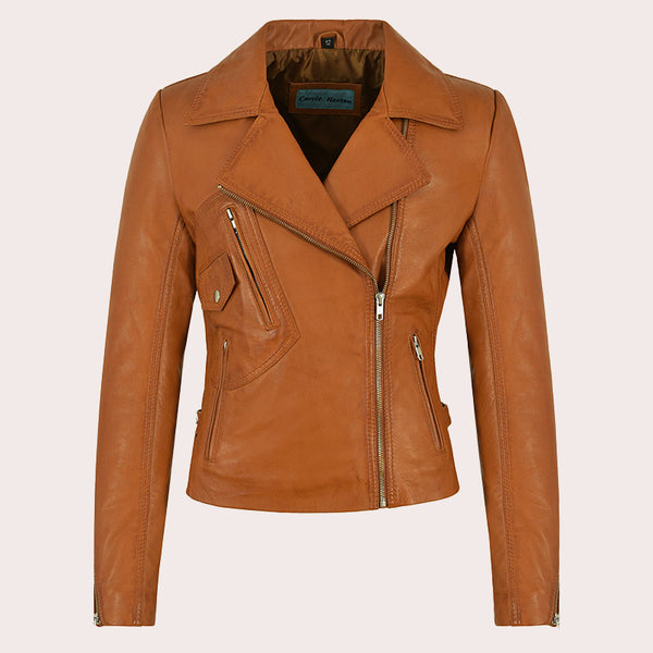 Fitted Biker Style Leather Jacket MONICA