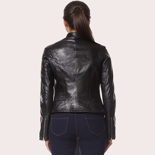 Racer Style Leather Jacket For Women VELOZ