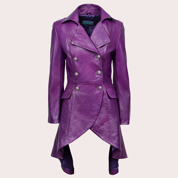 Women Dovetail Laced Back Leather Coat AERIS