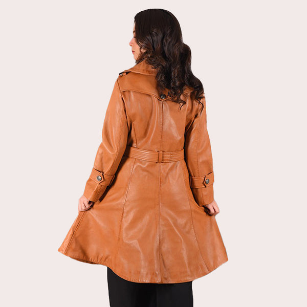 Women's Leather Trench Coat with Belt REGENCY