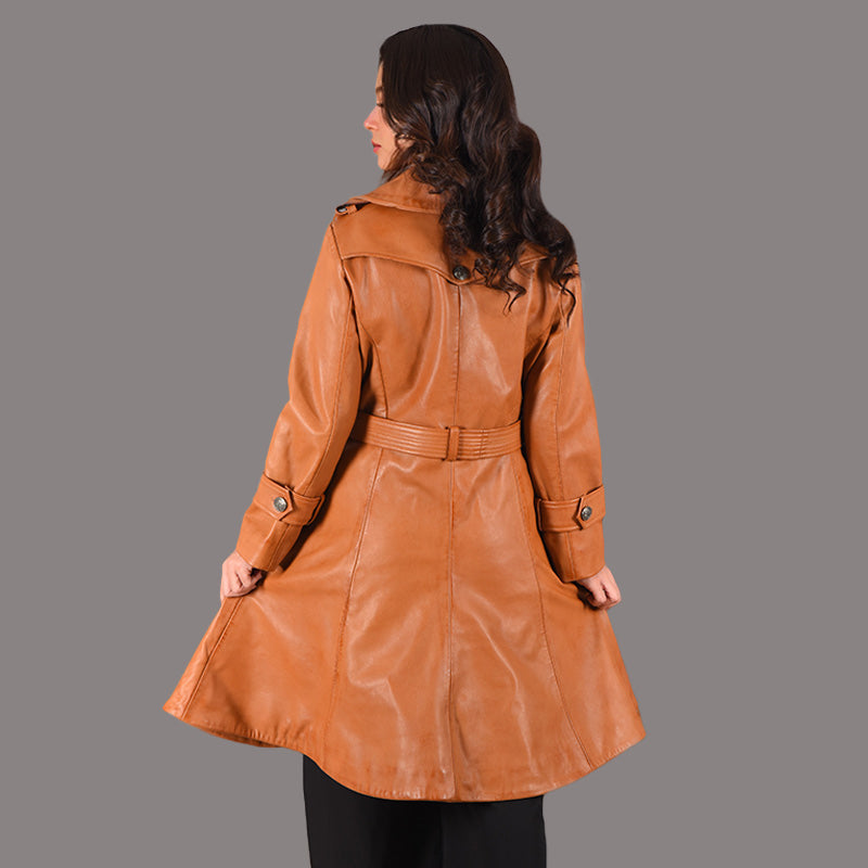 Women's Leather Trench Coat with Belt REGENCY