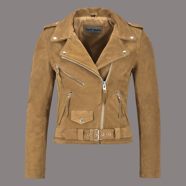 Women Suede Biker Jacket RUNWAY