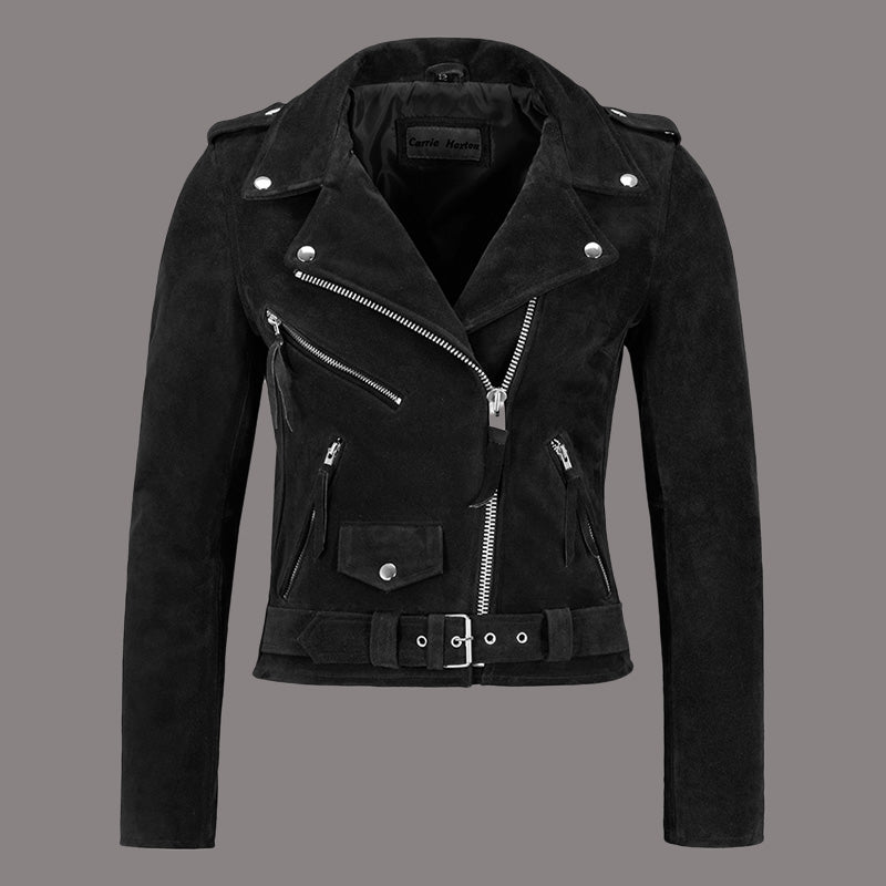 Women Suede Biker Jacket RUNWAY