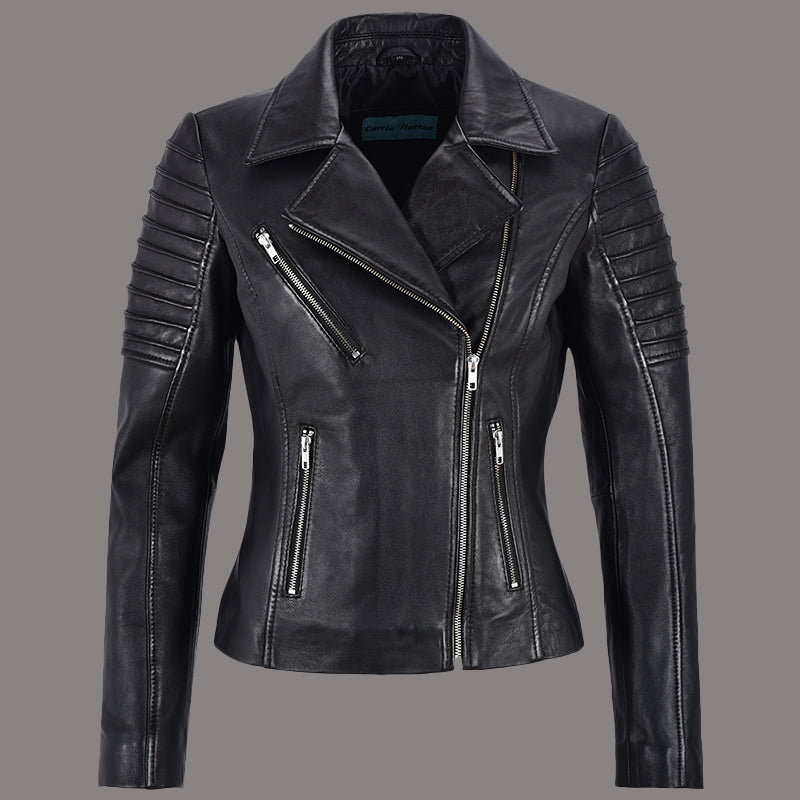 Women Leather Biker Jacket STARSTRUT