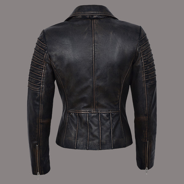 Women Leather Biker Jacket STARSTRUT