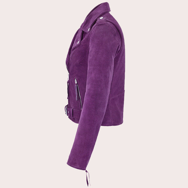 Women Suede Biker Jacket RUNWAY