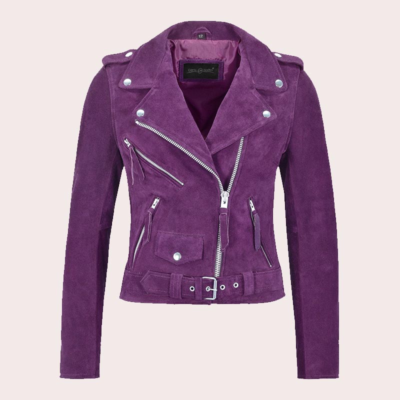 Women Suede Biker Jacket RUNWAY