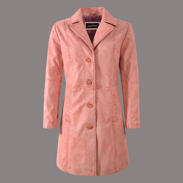 Women Single Breasted Leather Trench Coat MABEL