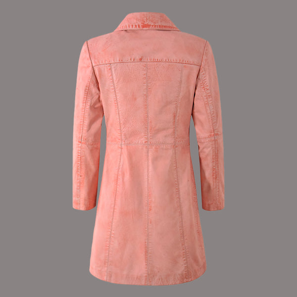 Women Single Breasted Leather Trench Coat MABEL