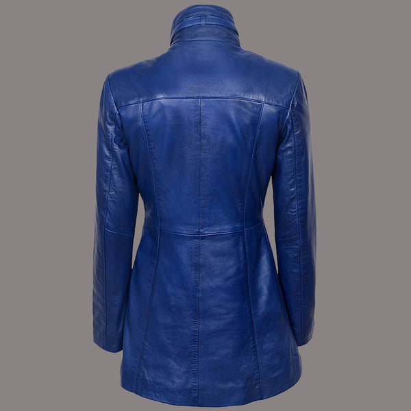 Women Leather Coat Long Jacket FLINTON