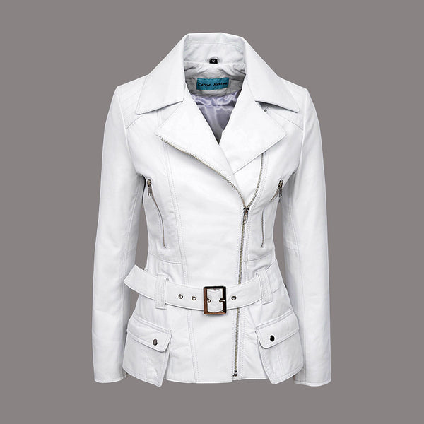 Women's White Leather Jacket