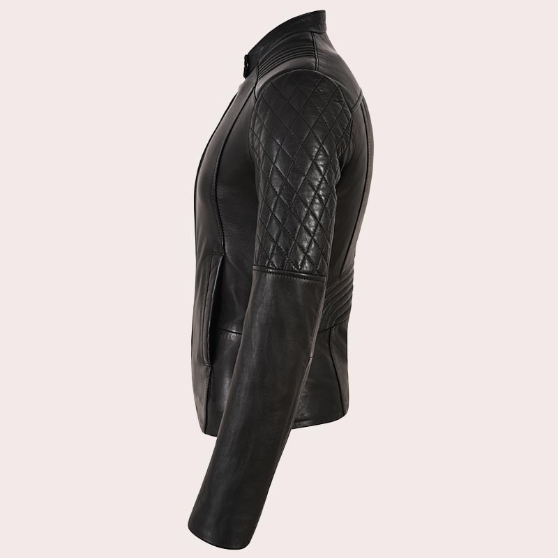 Women Leather Jacket Racer Style KOREWOOD