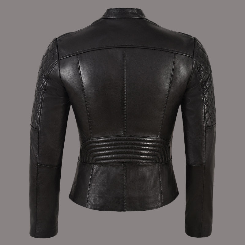 Women Leather Jacket Racer Style KOREWOOD