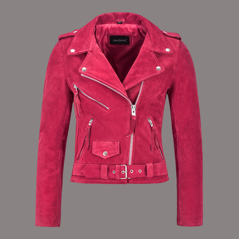 Women Suede Biker Jacket RUNWAY