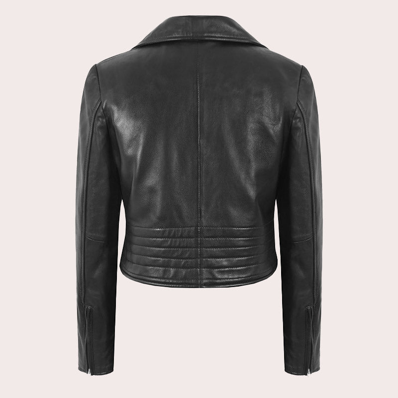 Women Centre Zip Leather Biker Jacket RYDAL