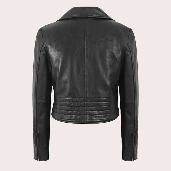 Women Centre Zip Leather Biker Jacket RYDAL