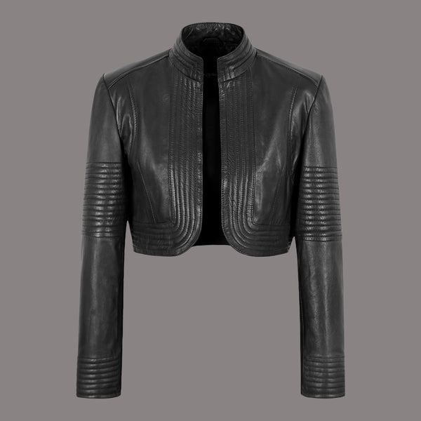 Women Cropped Leather Jacket HARLEE