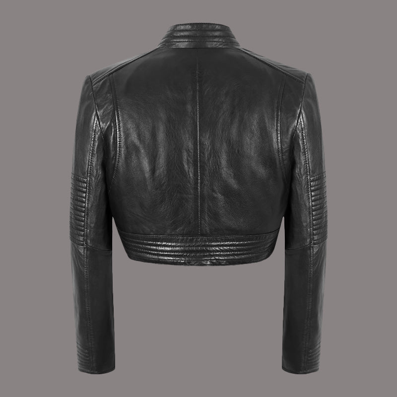 Women Cropped Leather Jacket HARLEE