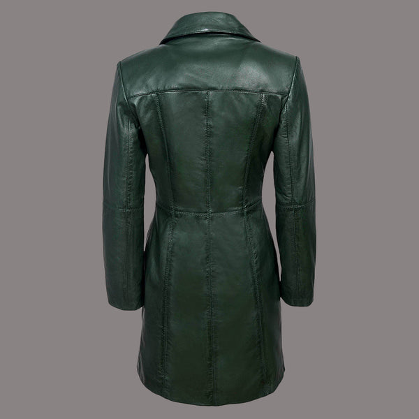 Women Single Breasted Leather Trench Coat MABEL