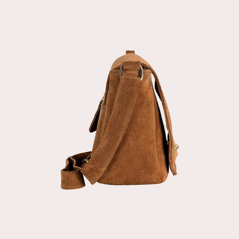 Women’s Suede Leather Crossbody Bag Boho Chic Handmade Messenger Shoulder Purse