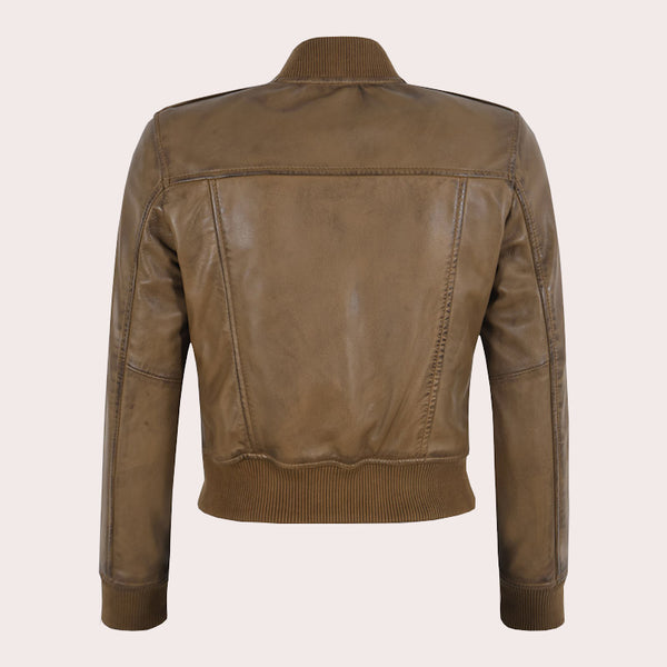 Cropped Leather Bomber Jacket CARLY