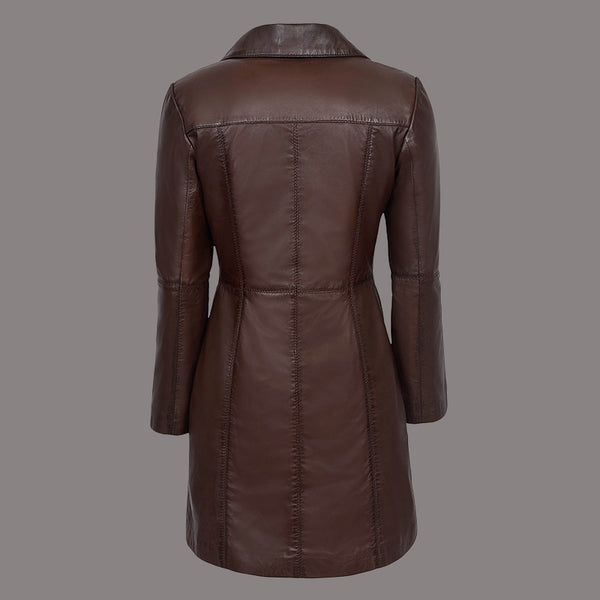 Women Single Breasted Leather Trench Coat MABEL