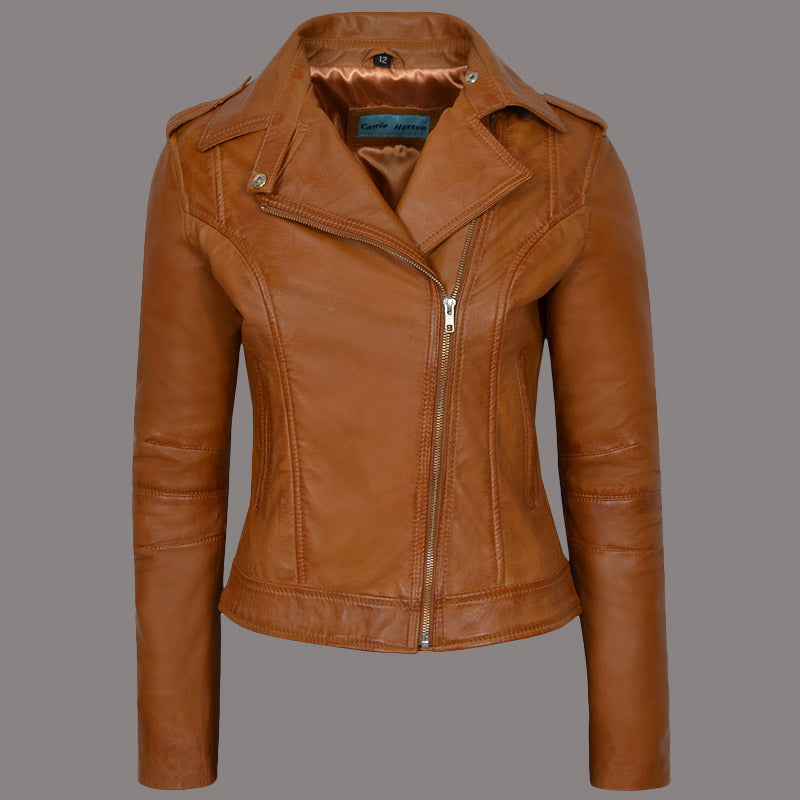 Women Leather Moto Jacket WINSTED