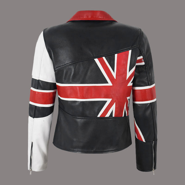 UNION JACK Women Leather Biker Jacket