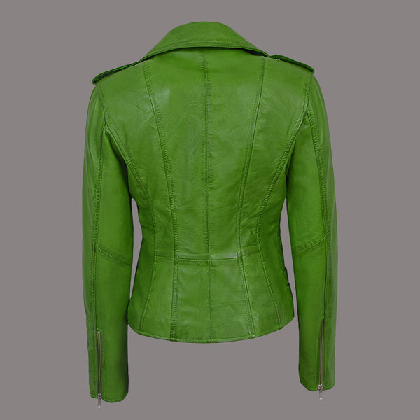 Women Classic Leather Biker Jacket WHISPER