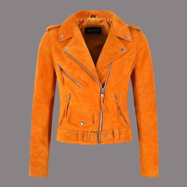 Women Suede Biker Jacket RUNWAY