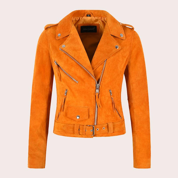 Women Suede Biker Jacket RUNWAY