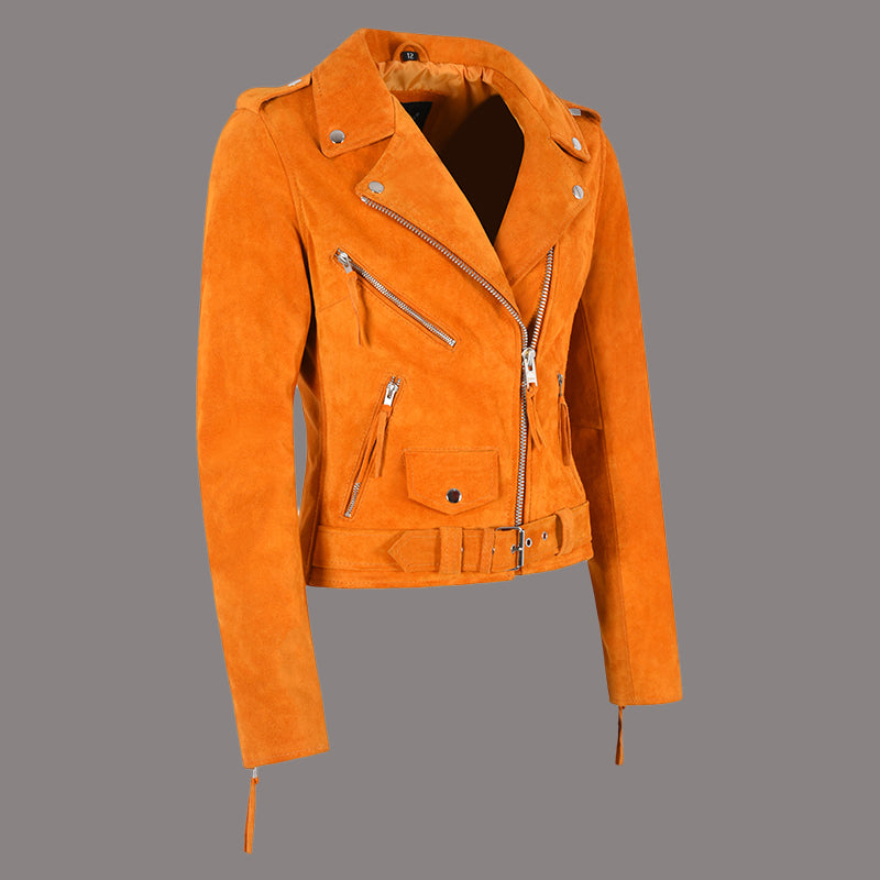 Women Suede Biker Jacket RUNWAY