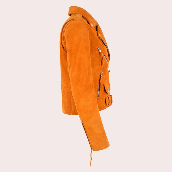 Women Suede Biker Jacket RUNWAY