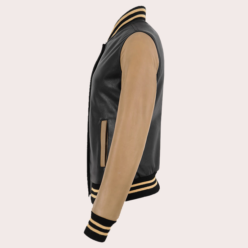 Women's Leather Varsity Jacket DASHEN