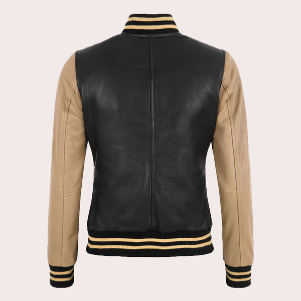 Women's Leather Varsity Jacket DASHEN