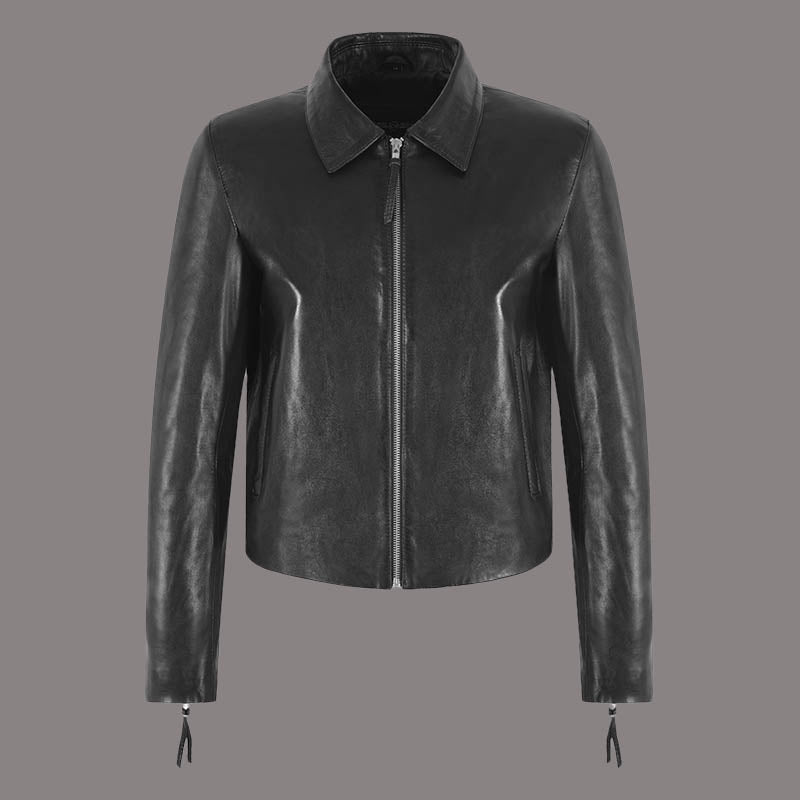 Ladies real leather jacket black