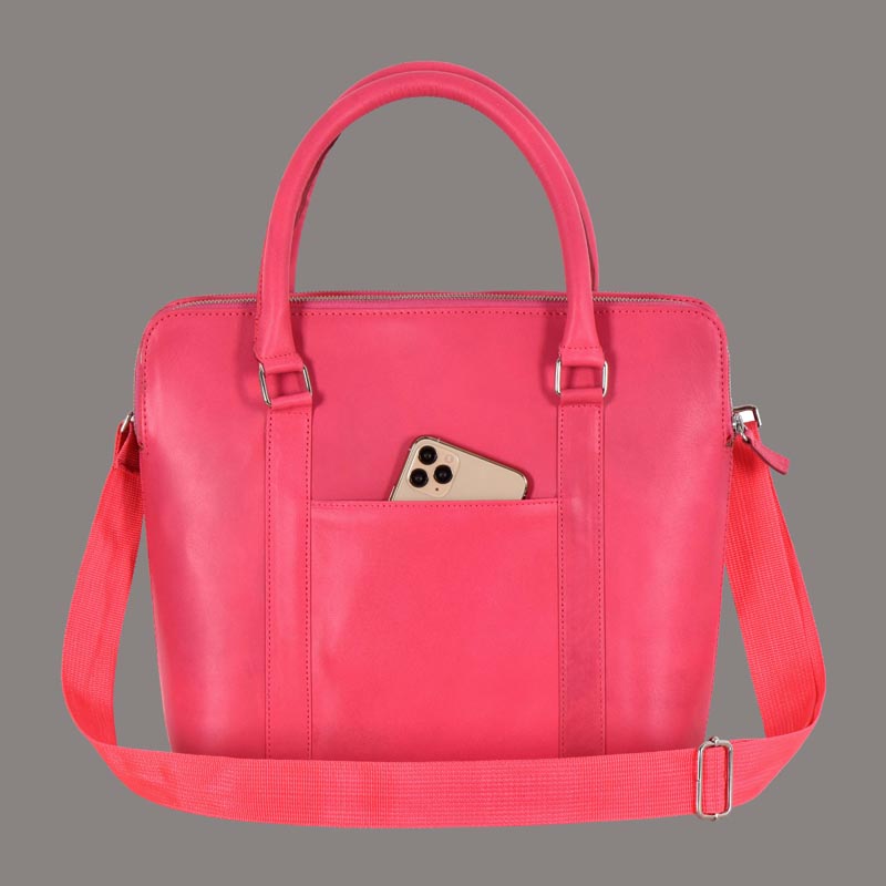 Women Leather Shoulder Bag in Soft Pink