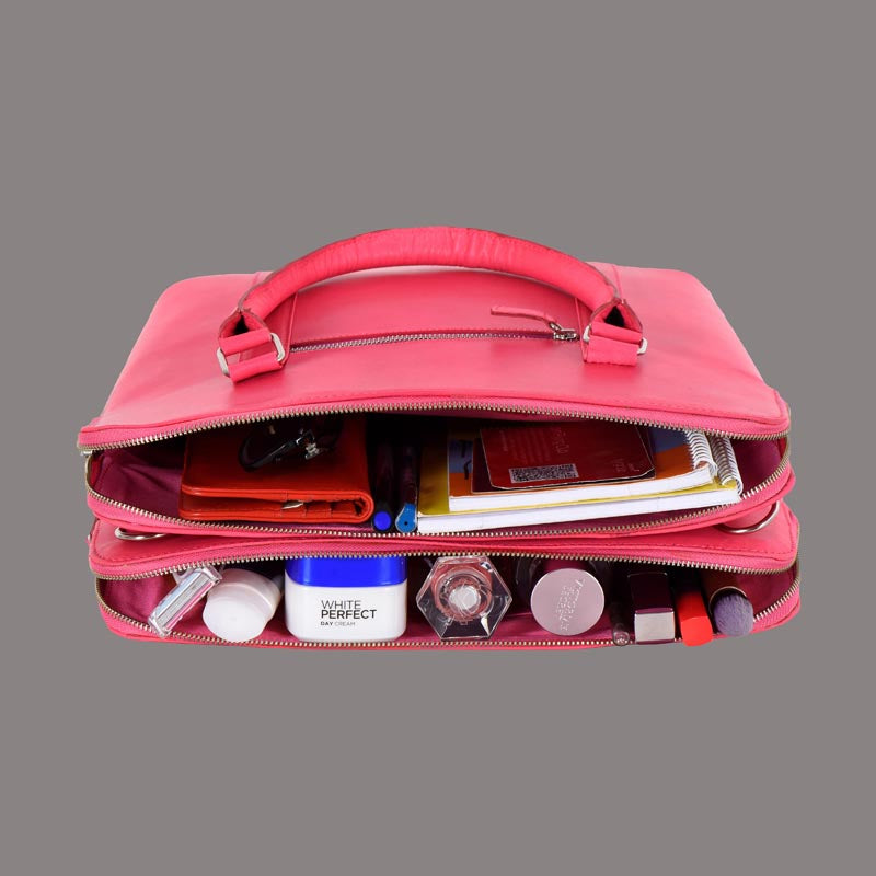 Women Leather Shoulder Bag in Soft Pink