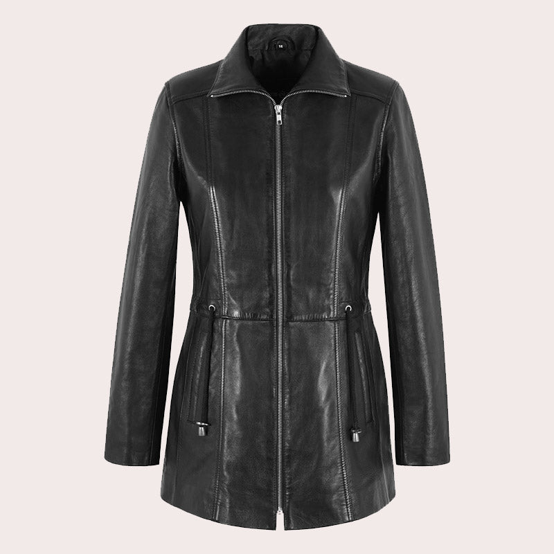 Women Leather Coat Long Leather Jacket MINDY