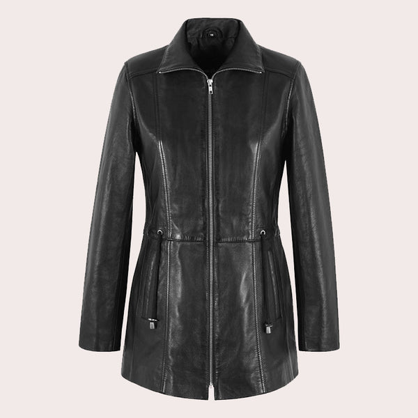 Women Leather Coat Long Leather Jacket MINDY