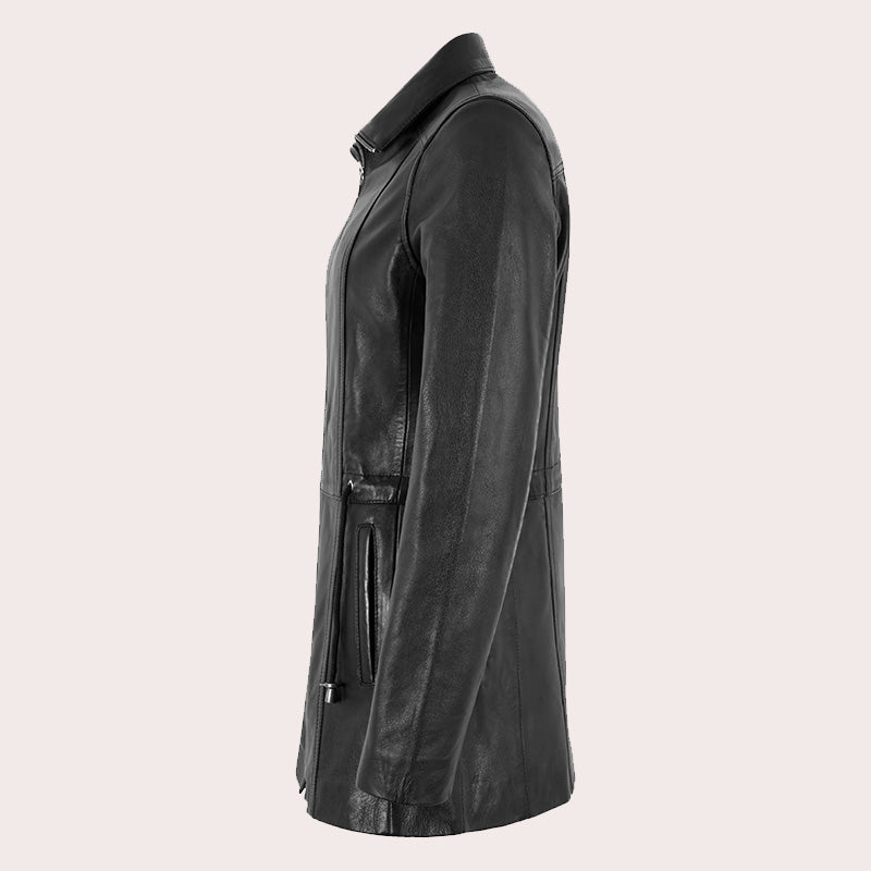 Women Leather Coat Long Leather Jacket MINDY