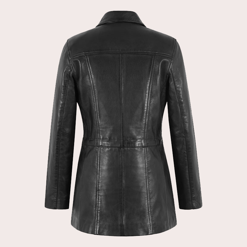 Women Leather Coat Long Leather Jacket MINDY
