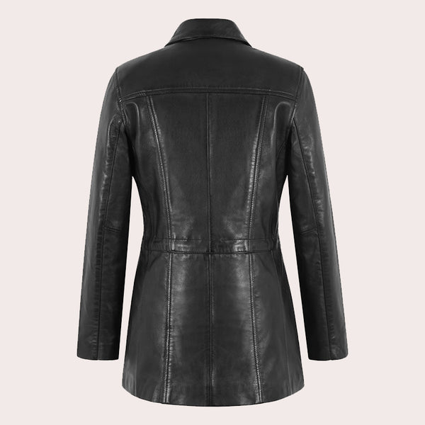 Women Leather Coat Long Leather Jacket MINDY