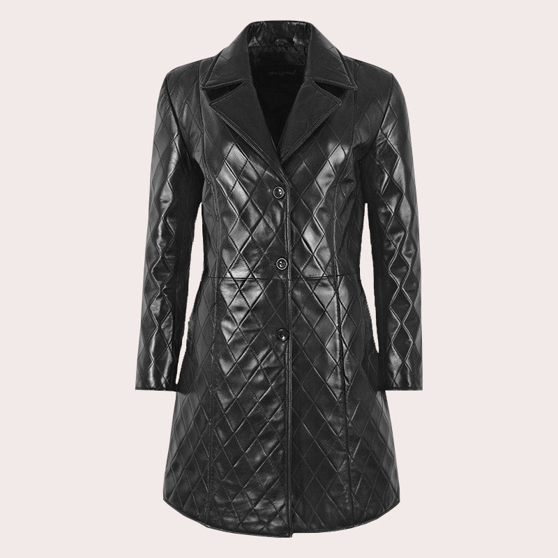 Women's Single Breasted Quilted Leather Coat ADORED